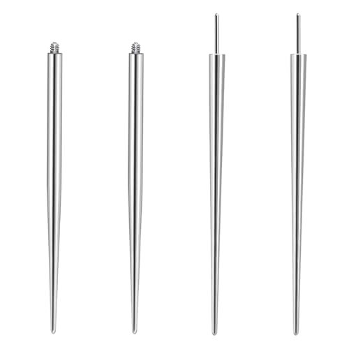 Pluvyze 4 Stück Piercing Einführhilfe, Piercing Taper Pin Taper Einsteckstift Körper Stretching Assistent Augenbraue Assistent Tool, 14G 16G 18G, Geeignet für Ohr/Nase/Lippe/Bauch/Brustwarze/Zunge