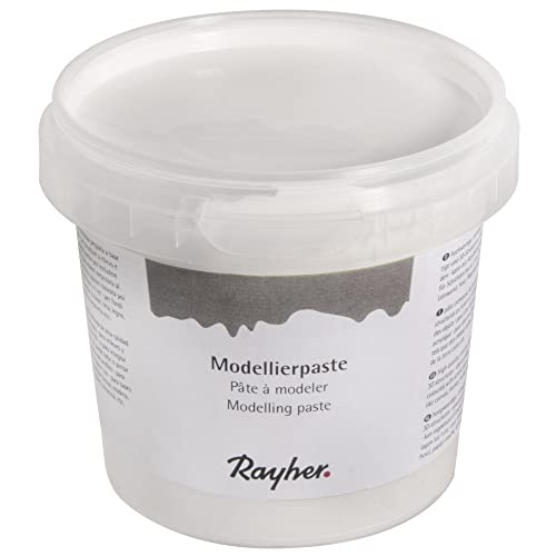 Rayher Modellierpaste, weiß, auf Wasserbasis, Dose 500 g, Strukturpaste, mit Spachtel auftragen, für reliefartige Strukturen, 38932000