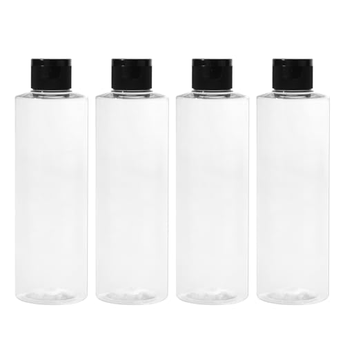 4 Stück 250 ml Reiseflaschen zum befüllen, leer, nachfüllbar, Quetschflasche mit Klappdeckel, transparenter Kunststoff, für Make-up, Kosmetik, Toilettenartikel, Flaschen für Reisen, Shampoo, Lotion,