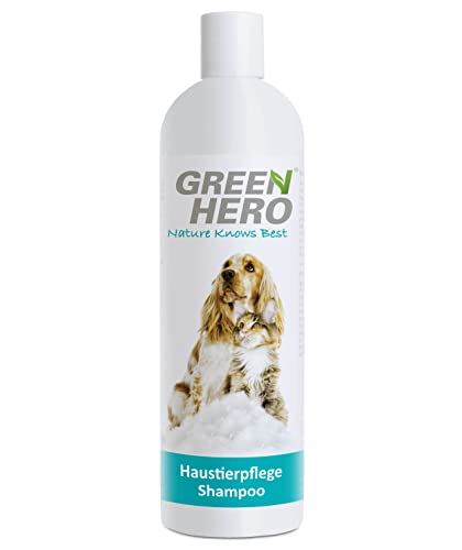 Green Hero Haustierpflege Shampoo sensitiv für Hund 500 ml gegen Juckreiz, Pflegeshampoo bei trockener, juckender Haut, milde Pflege zur Unterstützung bei Reizungen, Schorf, Schuppen Hundeshampoo