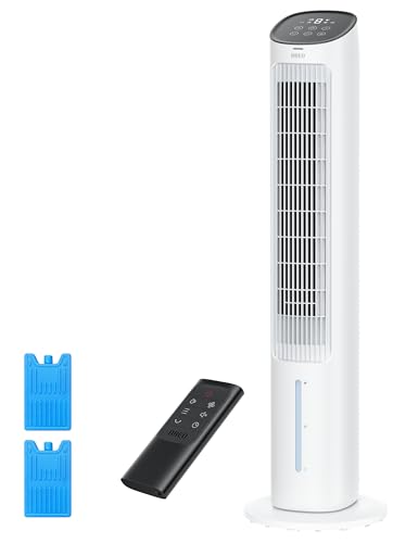 Dreo Luftkühler mit Wasserkühlung leise, Turmventilator mit Kühlung, 40-Zoll Ventilator, Verdunstungskühler mit 80° Schwenkfunktion, 3 Modi, 4 Geschwindigkeiten, Fernbedienung