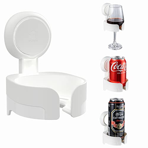 TAILI Saugnapf-Weinglasablagehalter Weiß, Weinglashalter für Dusche, Bier, Getränke, Wand-Weinglashalter für Badewanne, Spa, Küche, wasserdicht & abnehmbar, Suction Cup Wine Glass Tray Holder White