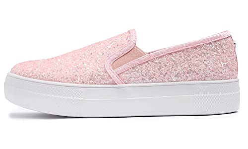 Feversole Women's Featured Glitter Sneaker,Sdamen Schuhe Slip On Sneakers Freizeit Atmungsaktive Fitness Turnschuhe Plattform Air Leichte Outdoor Walking Schuhe