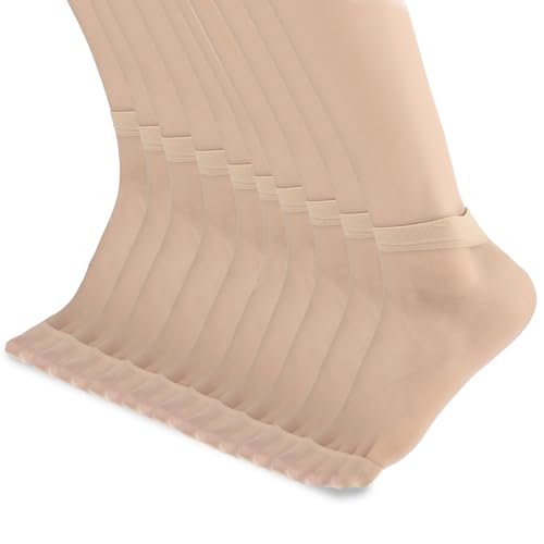 Telooco 10 Paar Kurze Durchsichtiges Sommersocken Dünne Rockstrümpfe Damen Nylon Socken Trachtensocken Atmungsaktive Seidensocken für Frauen und Mädchen Nylonstrümpfe (Hautfarbe)