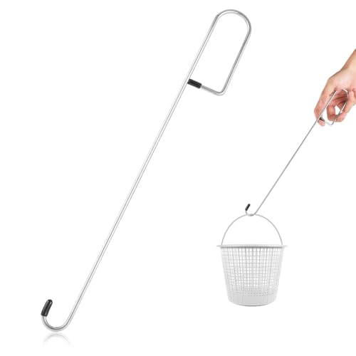 lasuroa Skimmerkorb Haken, 35cm Schwimmskimmer Korbhaken Pool Skimmer Skimmerkorb-Griffhaken für Reinigen von Schmutz Halten Sie die Hände Sauber Skimmerkorb Handreinigung Pool-Wartung Knieschoner