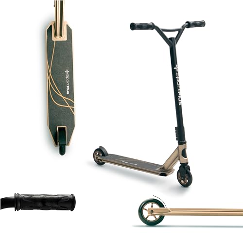 SportPlus Pro Stunt Scooter Kinder ab 8 Jahre Roller, eloxierter Aluminiumrahmen, ABEC 9 Kugellager,4-Fach verschraubte Lenkerklemme, 100mm PU-Wheels mit ALU Kern, TPR Handgriffe, verstellbare Höhe