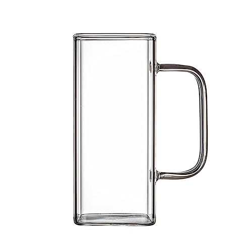 QIIIMSLSS Eleganter quadratischer Glasbecher, quadratisch, Bierkrüge, wiederverwendbar, Wasserbecher, Getränkebecher für Zuhause und Küche