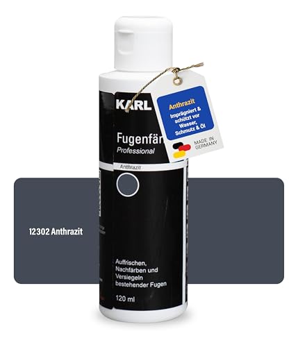 Karl Dahm® Fugenfärber Anthrazit 120 ml – Hochwertige Fugenfarbe für Innen & Außen | Wasser- & schmutzabweisend | Einfache Anwendung - Art.12302