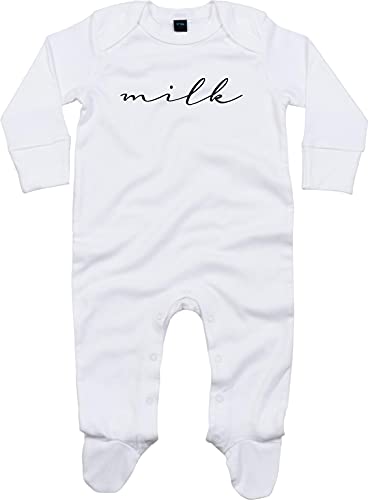Kleckerliese Baby Body Schlafanzug Strampler Langarm Junge Mädchen Milk, White 0-3 Monate