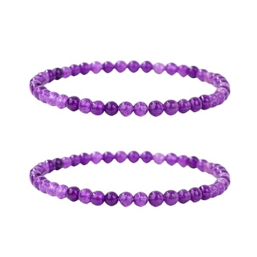 GUTERTOP 2 Stück 4mm Chakra Armband Echte Steine, Stretch Glücksarmband Damen, Yoga Heilsteine Armband für Damen, Herren