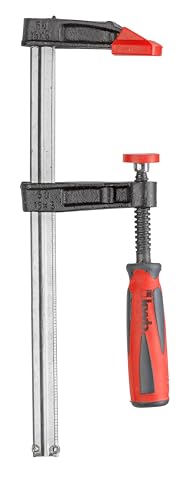 kwb Profi Schraub-Zwinge mit 2-Komponentengriff 50x200, Spann-Weite 200 mm, Spanntiefe 50 mm, Spannbacken aus Temperguss-Stahl, Schraubzwenge mit Hohlprofilschiene