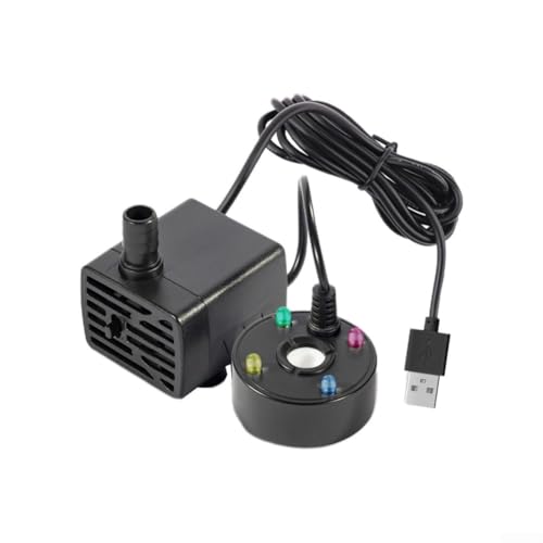 HEIBTENY 5V USB Nebelmaschine, Wasserdichte Nebelmaschine Maschine Mit Bunten LED Lichtern Und 1,4 M Kabel Für Den Innen- Und Außenbereich, Zur Verbesserung Ihrer Wasserspiele(Black)