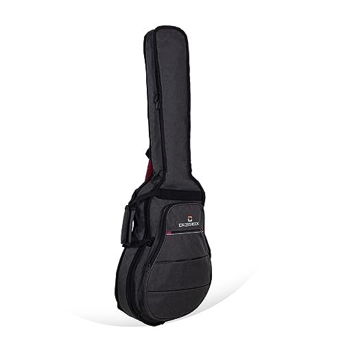 Crossrock Gepolsterte Tasche für E-Gitarren mit 16" unterem Bug, Hollow-Body Archtop & Jazz Akustikgitarren - Dunkelgrau