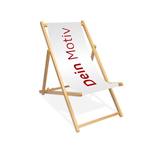 MultiBrands® Liegestuhl Bedrucken, bedruckbarer Holz-Liegestuhl, ohne Armlehne, klappbar, individuell, inklusive vollflächiger Druck