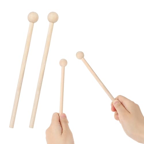 2 Stück Holzschlägel Mallet Drumsticks Chime Klangstab Perkussion Holz Marimba Schlägel Glockenspiel Klangstäbe, für Xylophon, Holzblock Glocken Yoga Anfänger Erwachsene