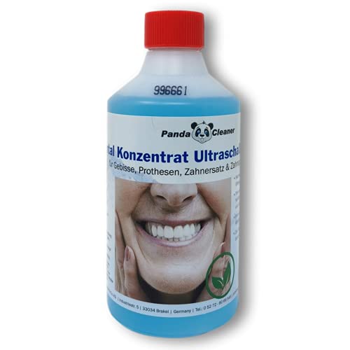 Dental Konzentrat Ultraschallreiniger - Entfernung von Belägen und Verfärbungen - für Gebisse, Prothesen, Zahnersatz & Zahnspangen 500ml