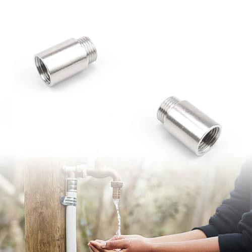 BUDPSI Hahnverlängerung 1/2 Zoll 2 Stück, 1/2 Zoll Wasserhahn Aufsatz, Ausziehbar 3 cm, Edelstahl Wasserhahn Verlängerung, für Wasserhähne, Gasleitungen, Duschköpfe