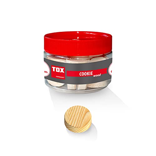 TOX Cookie Wood Querholzplättchen 25 mm aus Fichtenholz zum Reparieren und Ausbessern von fehlerhaften Stellen im Holz in der Runddose, 40 Stück, 015260303