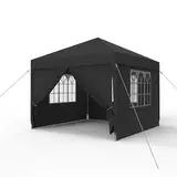 YRHome Pavillon 3x3 m Partyzelt Zelt Stabil Wasserdicht Winterfest UV-Schutz Gartenpavillon Festzelt Bierzelt Camping Zelt mit Seitenteilen & Fenstern für Garten und Camping,Anthrazit