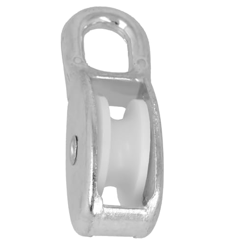 Amig - Einfache Rollenöse mit fester Öse Mod. 650 | Mit weißem Kunststoffrad | Für Innen- und Außenbereiche | Maße 8 x 30 mm | Stahl | Verzinkte Oberfläche | Nicht geeignet für Hebearbeiten