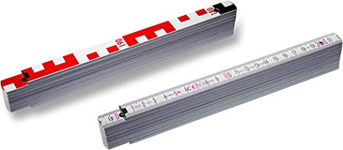 Kunststoff - Gliedermaßstab 1407 GEO weiss 2m | metrische Skala & Geo-Skalierung | Nivellier-maßstab | Latte Gutachter-Ausrüstung | Wertgutachten | Fotodokumentation | Nivellierzollstock