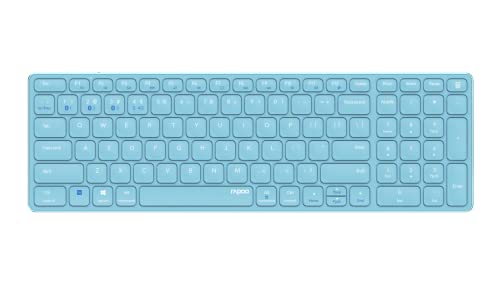 Rapoo Wireless Bluetooth Tastatur (Wireless, für pc, Slim, Windows XP/Vista/7/8/10/11, Mac OS X 10.4, QWERTY, USB A) Blau