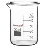 stonylab Glas Becher, 1-Pack Borosilikatglas Graduierte Niedrige Form Griffin Becher mit Gießauslauf Labor Becher Lab Beaker, 50 ml