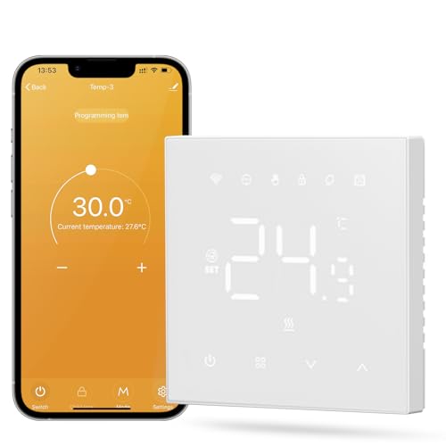 MIUCDA Thermostat Fussbodenheizung Wasser, Tuya WiFi Heizungsthermostat Smart Digital Raumthermostat Kompatibel mit Alexa, Google Home