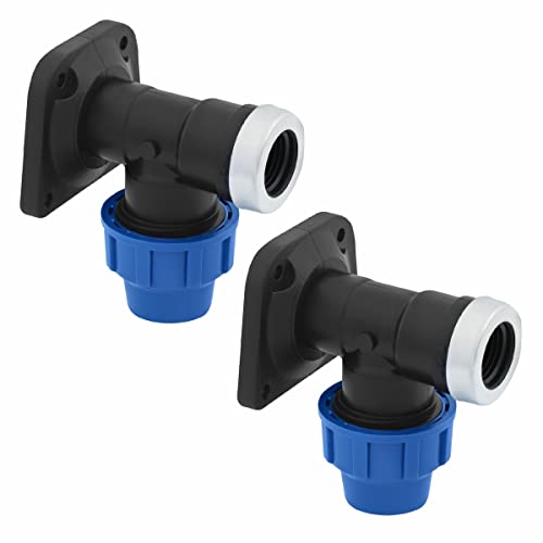 SmartProduct PP Wandwinkel mit Innengewinde 25mm x 3/4 Zoll Verschraubung für PE Rohr PN16 DVGW Trinkwasser zertifiziert – 25 mm Klemmverbinder Kupplung für PE80 PE100 Rohren - 2 Stück