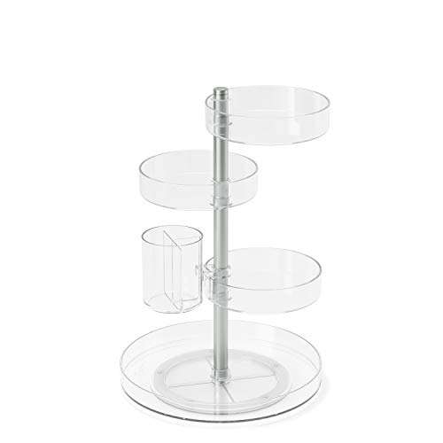 Umbra Pirouette Kosmetik Organizer mit drehbaren Fächern, Polystyrene, Transparent/Nickel, Einheitsgröße