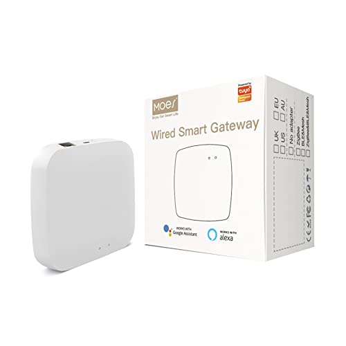 MOES Tuya ZigBee Wired Smart Gateway/Hub für Tuya ZigBee Produkt, Smart Life APP Drahtlose Fernbedienung Funktioniert mit Alexa Google, Netzwerkkabel zum Verbinden von Router und Tuya Hub erforderlich