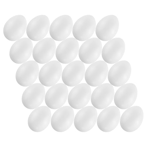 MCE-Commerce A636025-1 Kunststoff Eier 6 cm, 25 Stück, zum Basteln und Dekorieren an Ostern, Weiss, Weiß