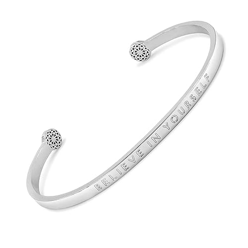 SIMPLE PLEDGE | Believe in Yourself Armreif | Armband Damen mit Gravur in Silber, Gold, Roségold | Perfekt als Schmuck Geschenk | Blindgravur