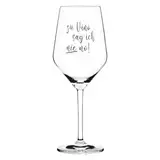 Sand & Soda 9500014 Modernes Weinglas mit trendigem Spruch zu vino sag ich nie no, mit Geschenkbox – Made in Germany