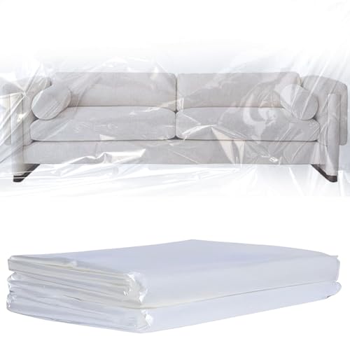 2 Stück Wasserdichte Transparente Möbelabdeckung 2 x 3 m Sofa Abdeckung Staubdichte Couchhülle für Umzug Lagerung Renovierung, Robustes Kunststoff Schutzbezug für Sofas Sessel Stühle Ottomanen