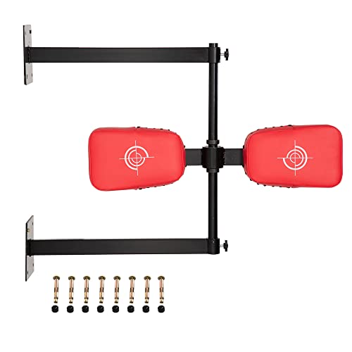 HOMCOM Schlagpolster drehbar Wandmontage Reflex Bar Punching Boxing Pad für Training Schlagkissen Kickschild Stahl Kunstleder Rot 82 x 65 x 14 cm