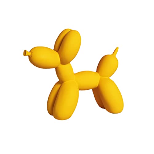Modern Skulptur Dekofigur Ballon Hund Harz Statue, Kunst Ballon Hund Tier Statue Dekofigur Tischdeko, Kreativität Harz Ballon Hund Handwerk Geschenk Für Desktop Wohnzimmer Kuchen Bäckerei (Gelb)