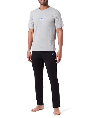 JACK&JONES Herren JACOSCAR SS Tee and Pants Shirt & Hose Set, Light Grey Melange/Pack:Pants: Black, L