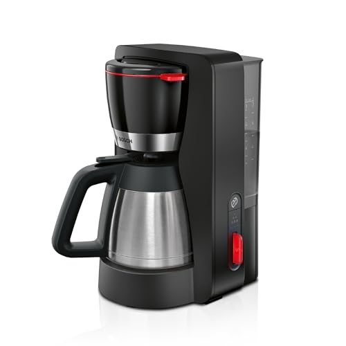 Bosch Filterkaffeemaschine MyMoment TKA6M273, Thermokanne 1 L, für 8-12 Tassen, Tropfstopp, schwenkbarer Filterträger, Entkalkungsprogramm, abnehmbarer Wassertank, 1200 Watt, Schwarz matt