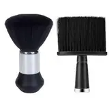 2 Stück Nackenpinsel Set Friseur Haarpinsel Professionelle Nacken Bürste Neck Duster Pinsel Haarschneide Pinsel Nackenpinsel mit Griff Friseur Nackenpinsel für Haare Schneiden (Schwarz)