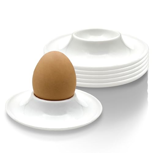 FloraVigo 6 Eierablagen aus Kunststoff, bruchsichere Eierbecher, weiße Eierhalter, gesunde Eierbecher in Lebensmittelqualität, Küchenartikel, Kinder- und Campinggeschirr-Geschenke