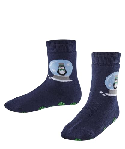 FALKE Unisex Kinder Little Snow Globes K HP Baumwolle Wolle Rutschhemmende Noppen 1 Paar Stoppersocken, Blau (Space Blue 6116), 35-38