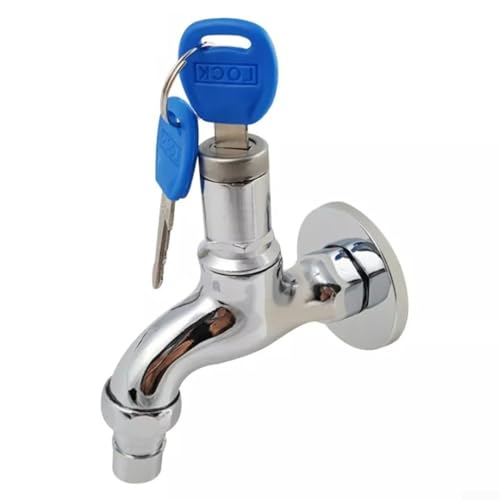 Anti-Diebstahl Spültischarmatur, Outdoor Anti-Diebstahl Abschließbarer Wasserhahn, 1/2 Zoll Gewinde Legierung Spültischarmatur mit Schlüsselsperre für Außen und Innen