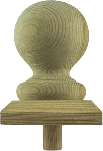 h2i Pfostenkappe Kugel XL | Holz imprägniert | 130 x 130 mm | 1 Stk. | Eckige Abdeckkappe für Garten Holzpfosten Pfostenträger & Zaunpfosten in Pyramidenform | Wetterschutz für Holz-Balken & Pfosten