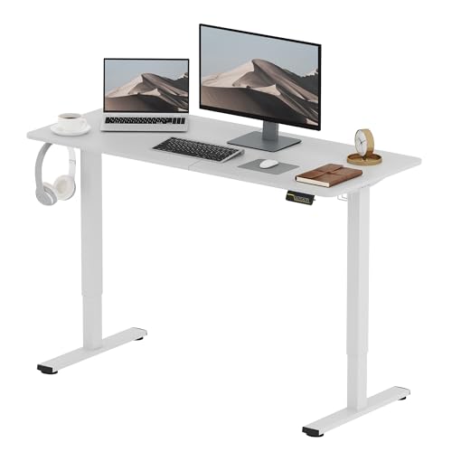 SANODESK Höhenverstellbarer Schreibtisch 120x60 cm, Schreibtisch Höhenverstellbar Elektrisch Ergonomischer Steh-Sitz Tisch Computertisch mit Memory-Funktion(Weiß)