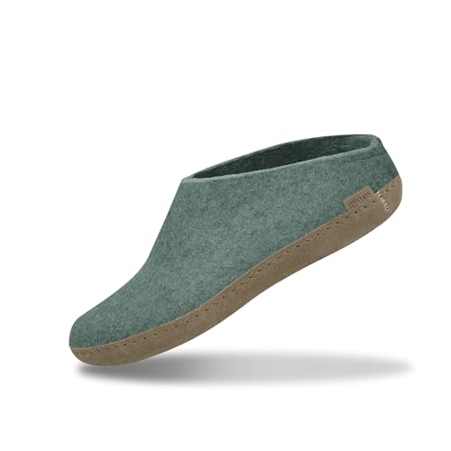Glerups Hausschuhe Herren und Damen (Größe 39) | Komfortable Filzpantoffeln mit Weicher Sohle aus Leder | Praktische Pantoffeln Damen & Herren | Hausschuh Wolle | Comfortable Slippers Women & Men