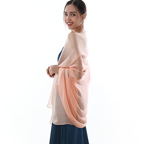 RIIQIICHY Stola Damen Festlich Fur Abendkleid Schultertuch Sommer Rosa Chiffon Schals Tücher Pashmina stola Hochzeit