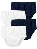 Simple Joys by Carter's Baby-Mädchen 4-Pack Diaper Covers Shorts, Marineblau/Weiß, 0 Monate (4er Pack)