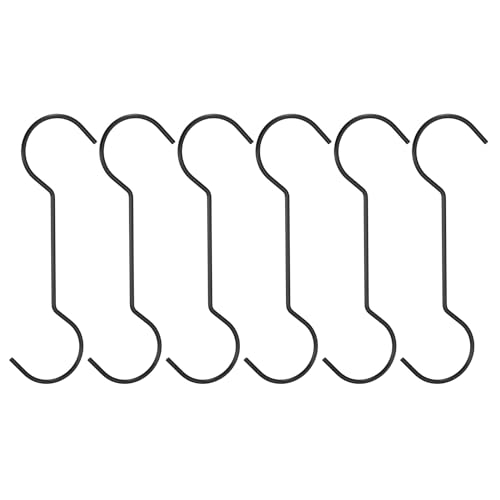 QUARKZMAN S-Haken, 6 Stück 250mm - Edelstahl Große Haken, Doppelte runde S-Form Lange Hängehaken zum Aufhängen von Kleidung, Küchenutensilien, Kleidungsgeschäft (Schwarz)