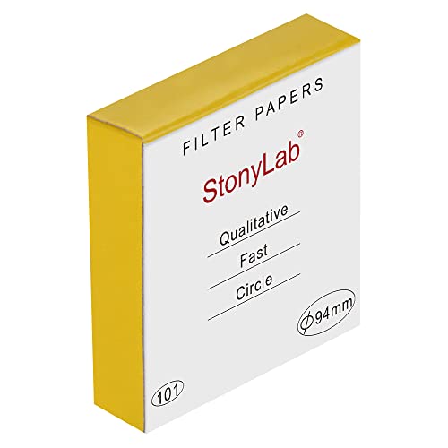 stonylab Qualitatives Filterpapier, 94 mm Durchmesser Schnelle Geschwindigkeit Zellulose Filterpapier Kreise, 25 Mikrometer Partikelrückhaltung, 100 Packungen